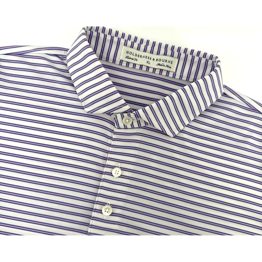Holderness & Bourne Golf Polo Men's XL Striped Performance Stretch